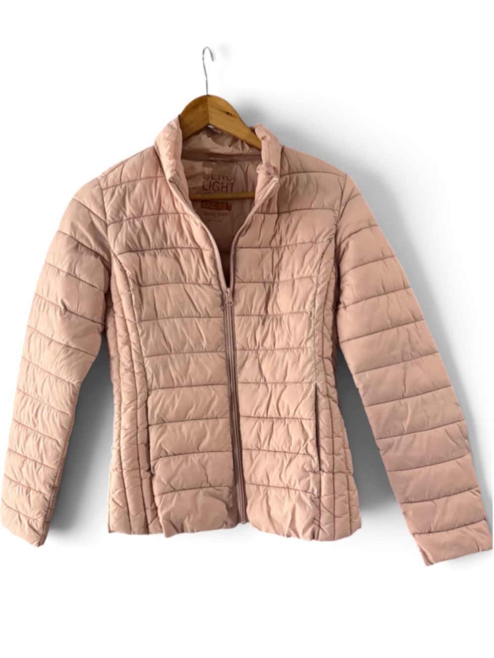 Women's Love Tree Puffer Jacket Size S Pink